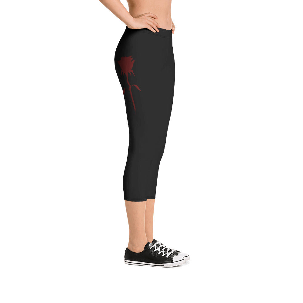 “Red Rose” Capri Leggings