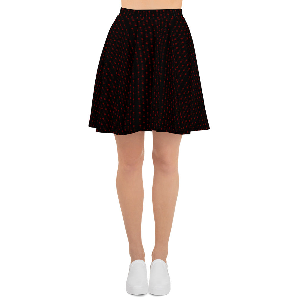 “Red Rose” Pattern Skater Skirt